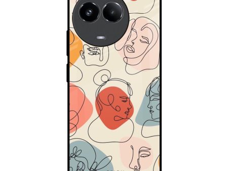 Abstract Faces Glass Case for Realme 11x 5G Online