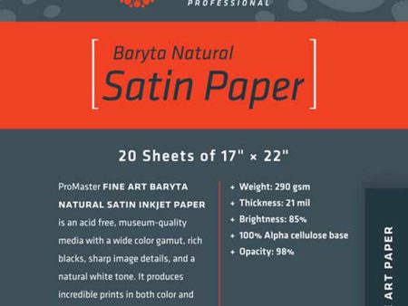 Promaster Fine Art Baryta Natural Satin 17x22 Paper | 20 Sheets Supply