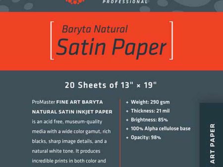 Promaster Fine Art Baryta Natural Satin Paper 13x19 | 20 Sheets Discount