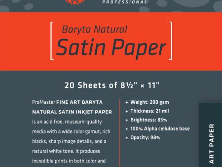 Promaster Fine Art Baryta Natural Satin Paper 8.5x11 | 20 Sheets For Sale